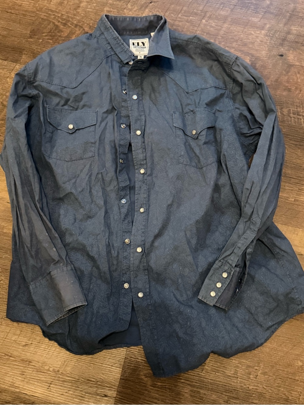 Ely Cattleman Navy Western Snap-Front Shirt